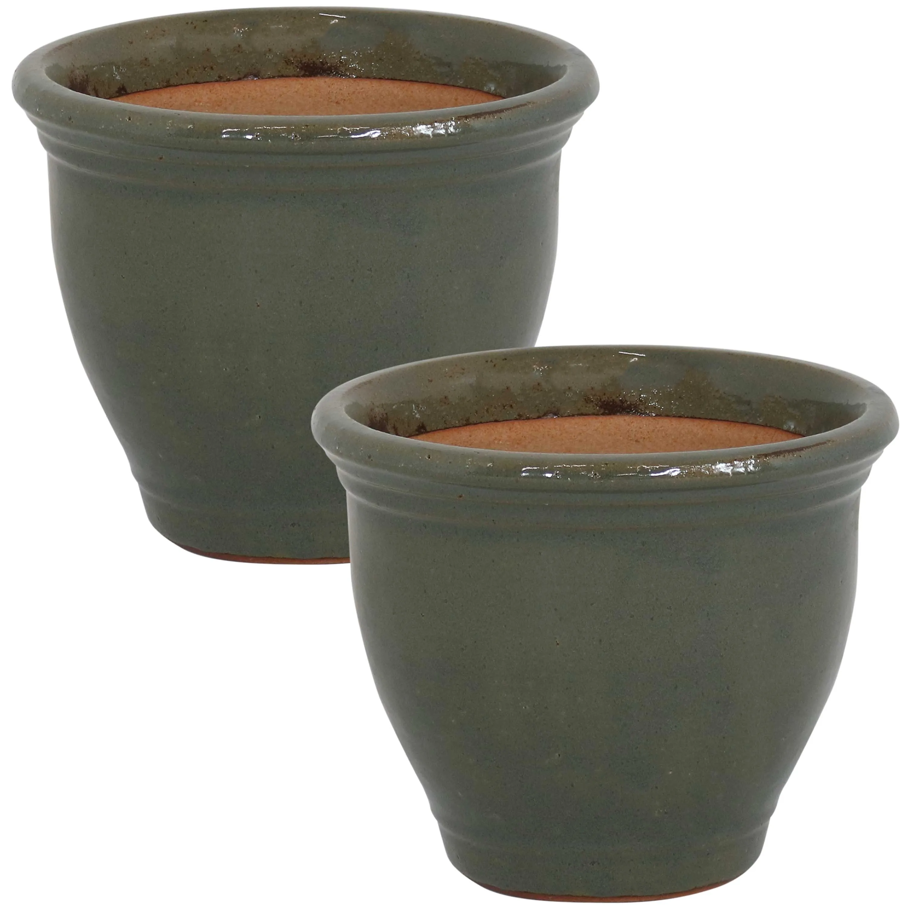 Sunnydaze Set of 2 Studio Glazed Ceramic Planters