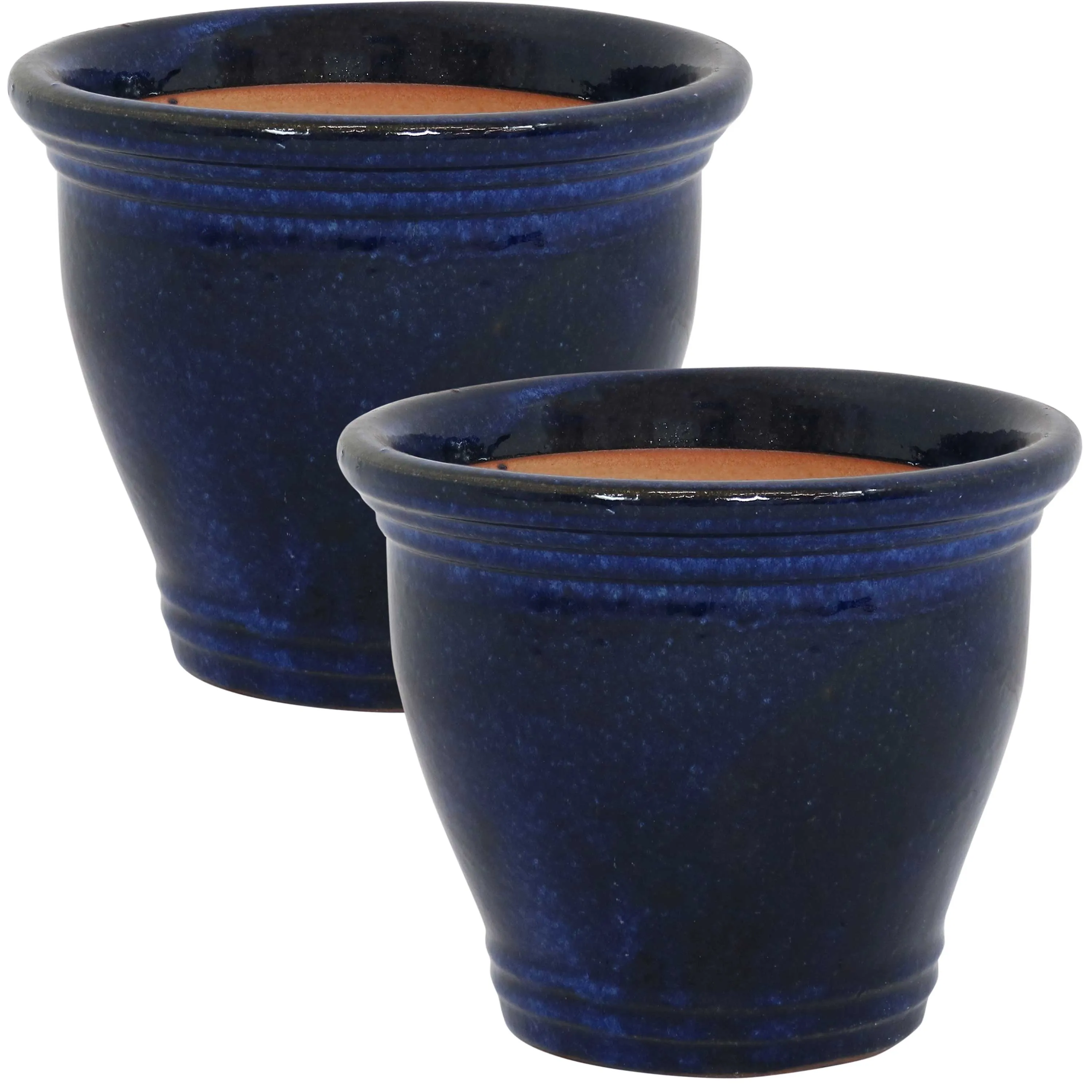 Sunnydaze Set of 2 Studio Glazed Ceramic Planters