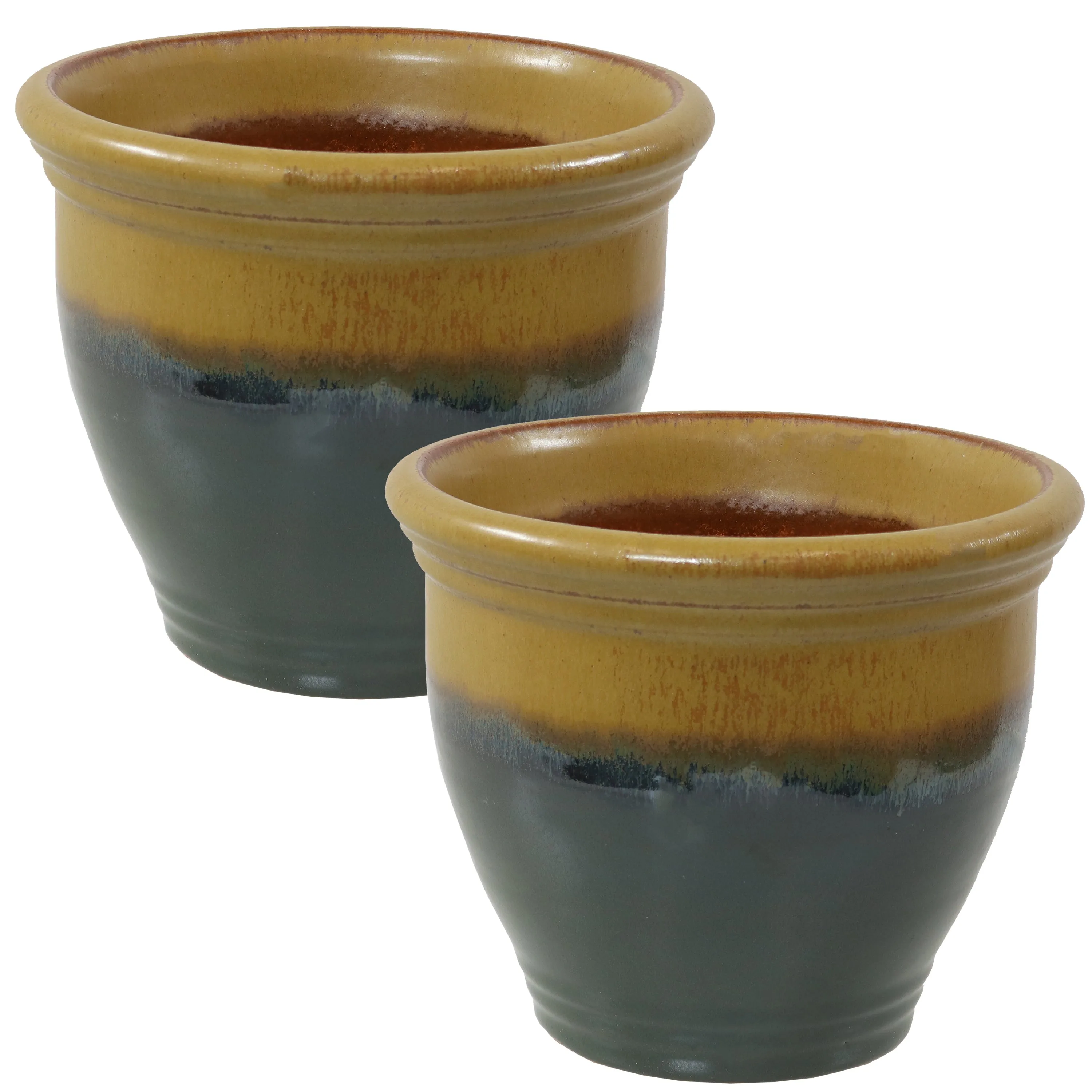 Sunnydaze Set of 2 Studio Glazed Ceramic Planters