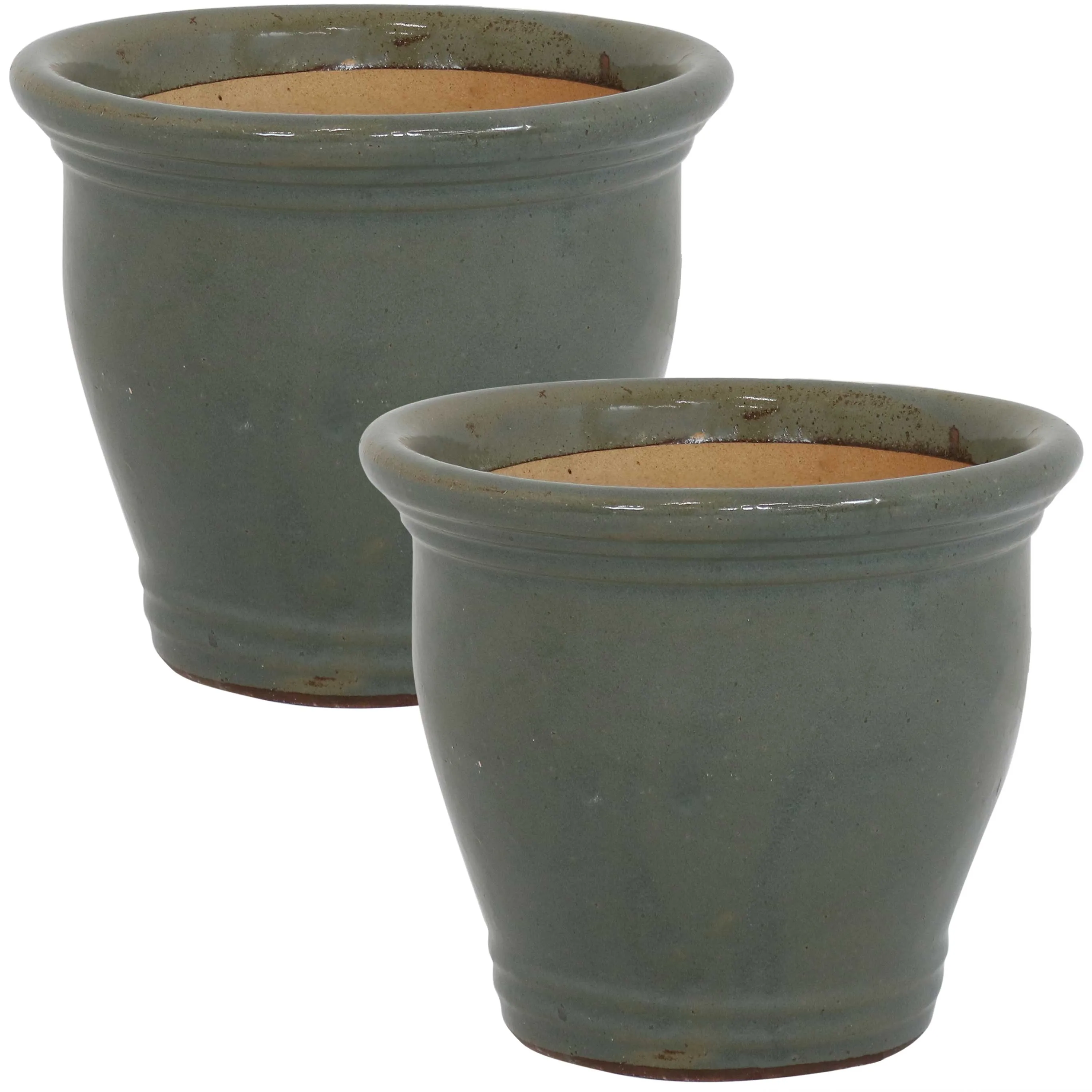 Sunnydaze Set of 2 Studio Glazed Ceramic Planters