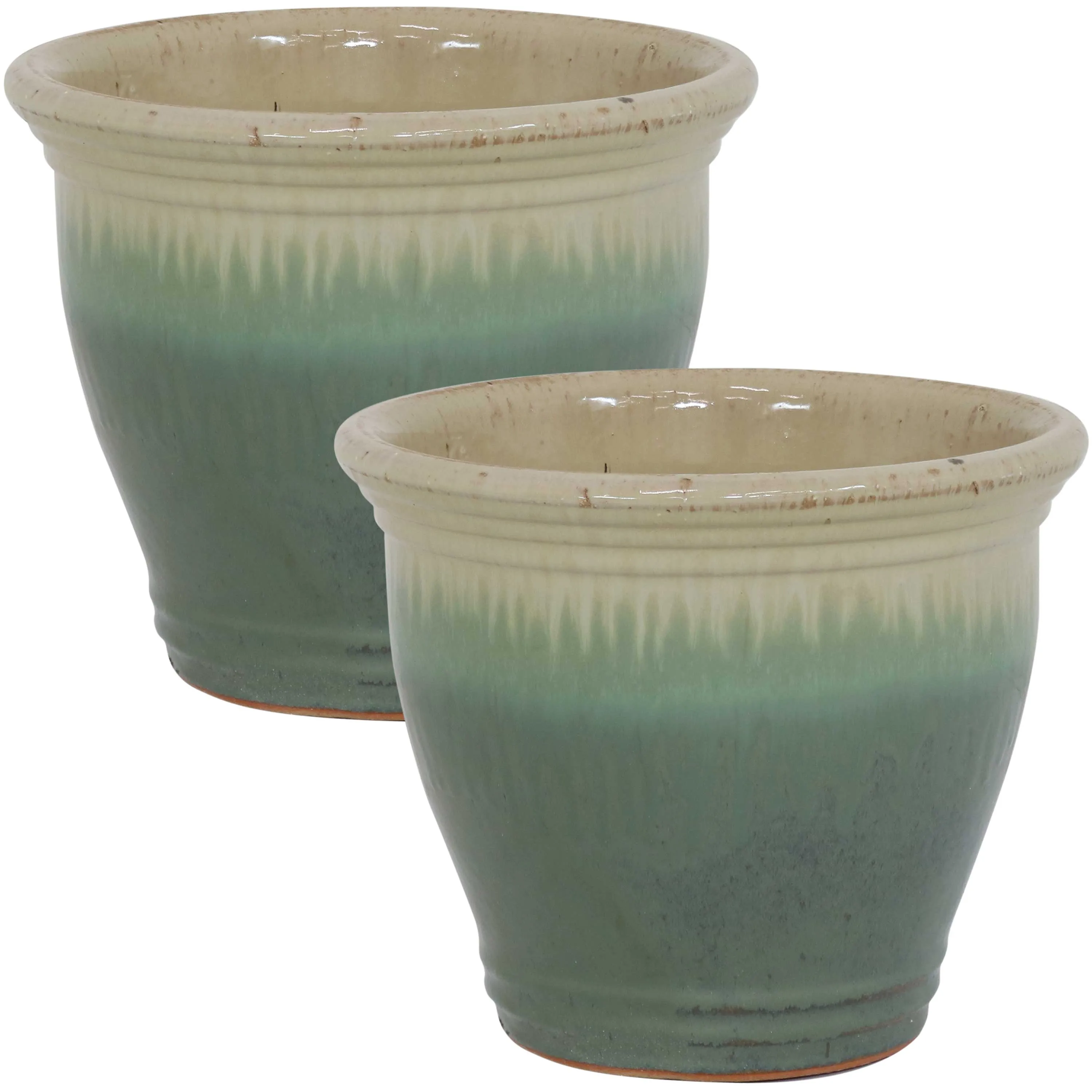 Sunnydaze Set of 2 Studio Glazed Ceramic Planters