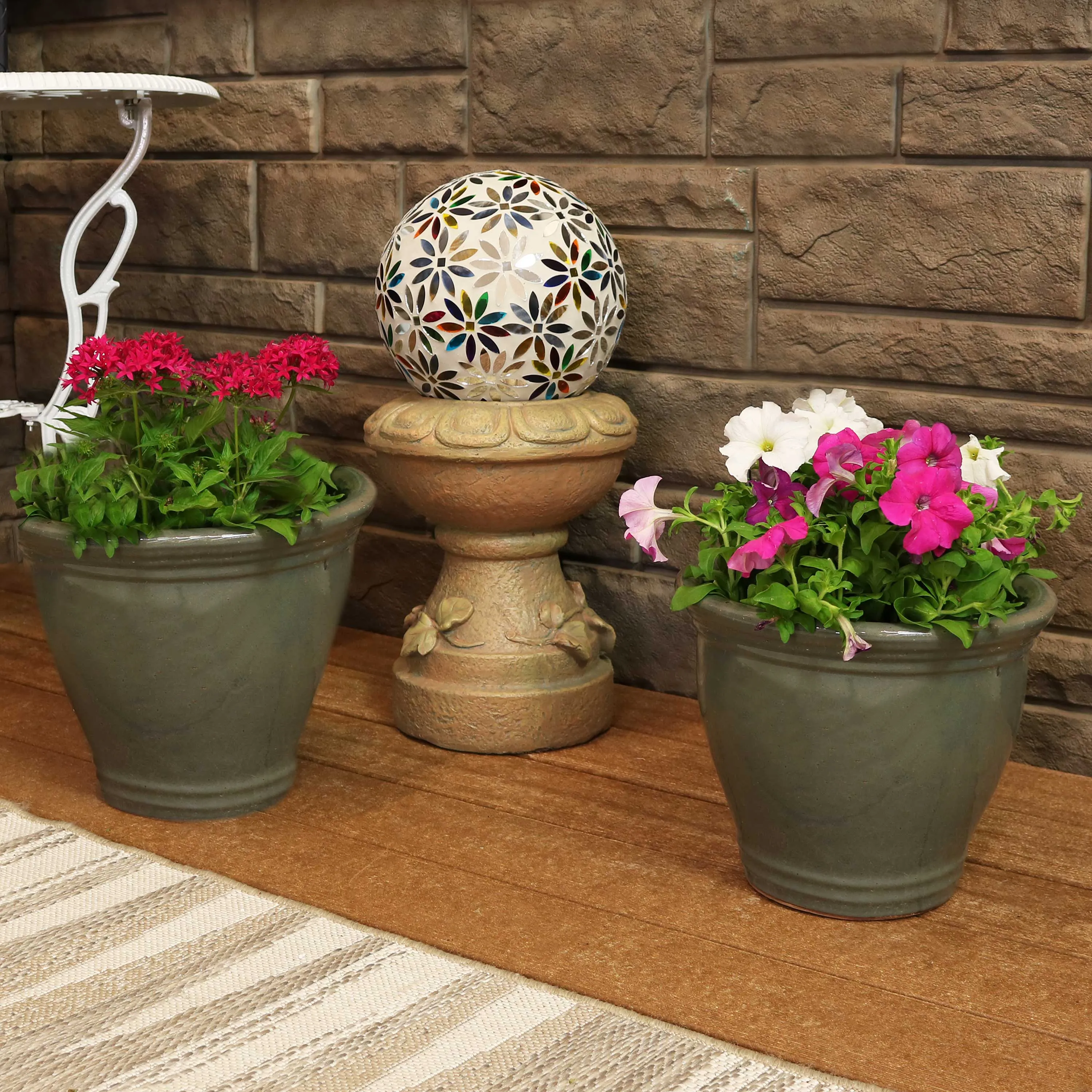 Sunnydaze Set of 2 Studio Glazed Ceramic Planters