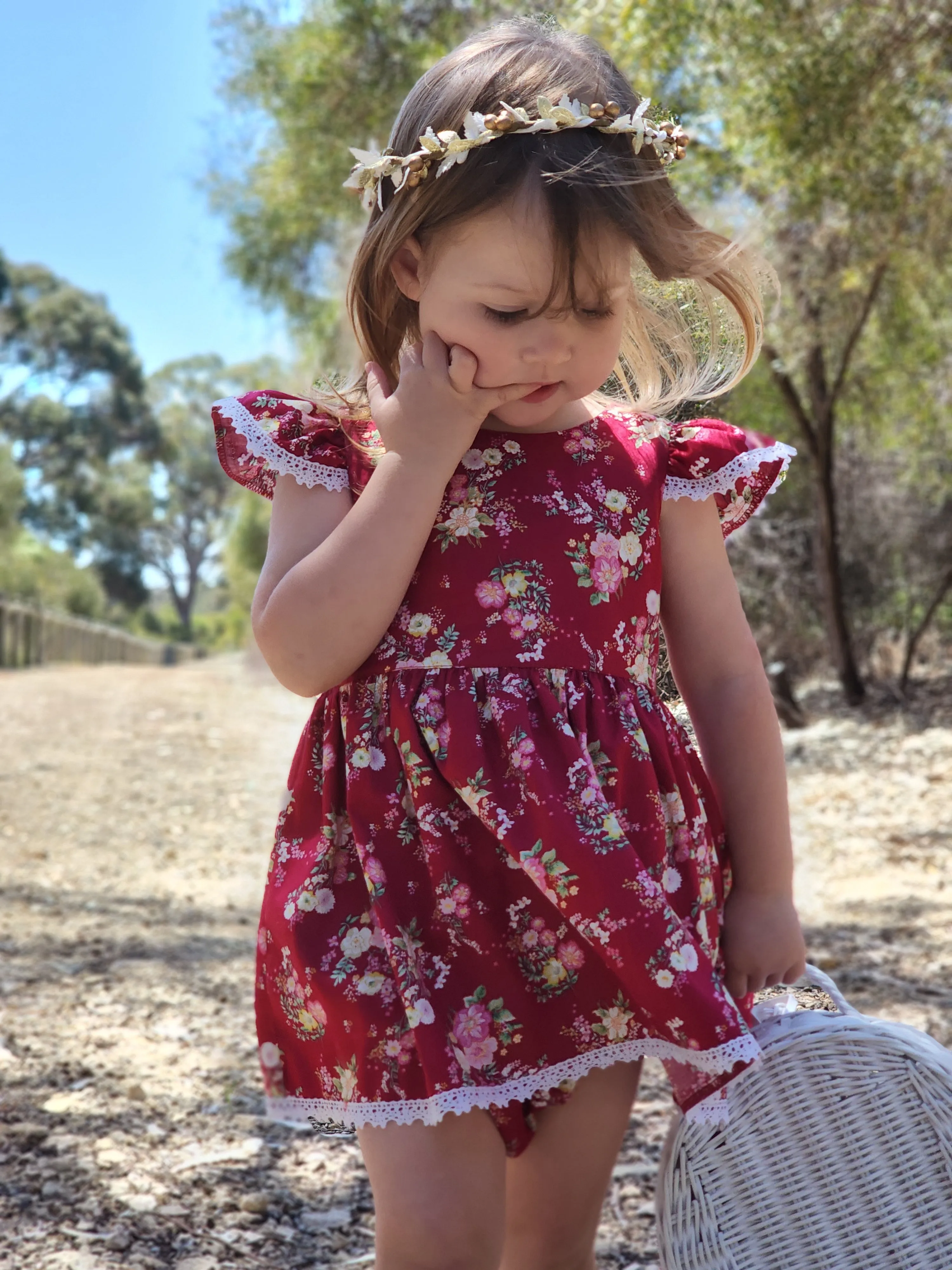 Tea Party Romper Dress - Annette in Red