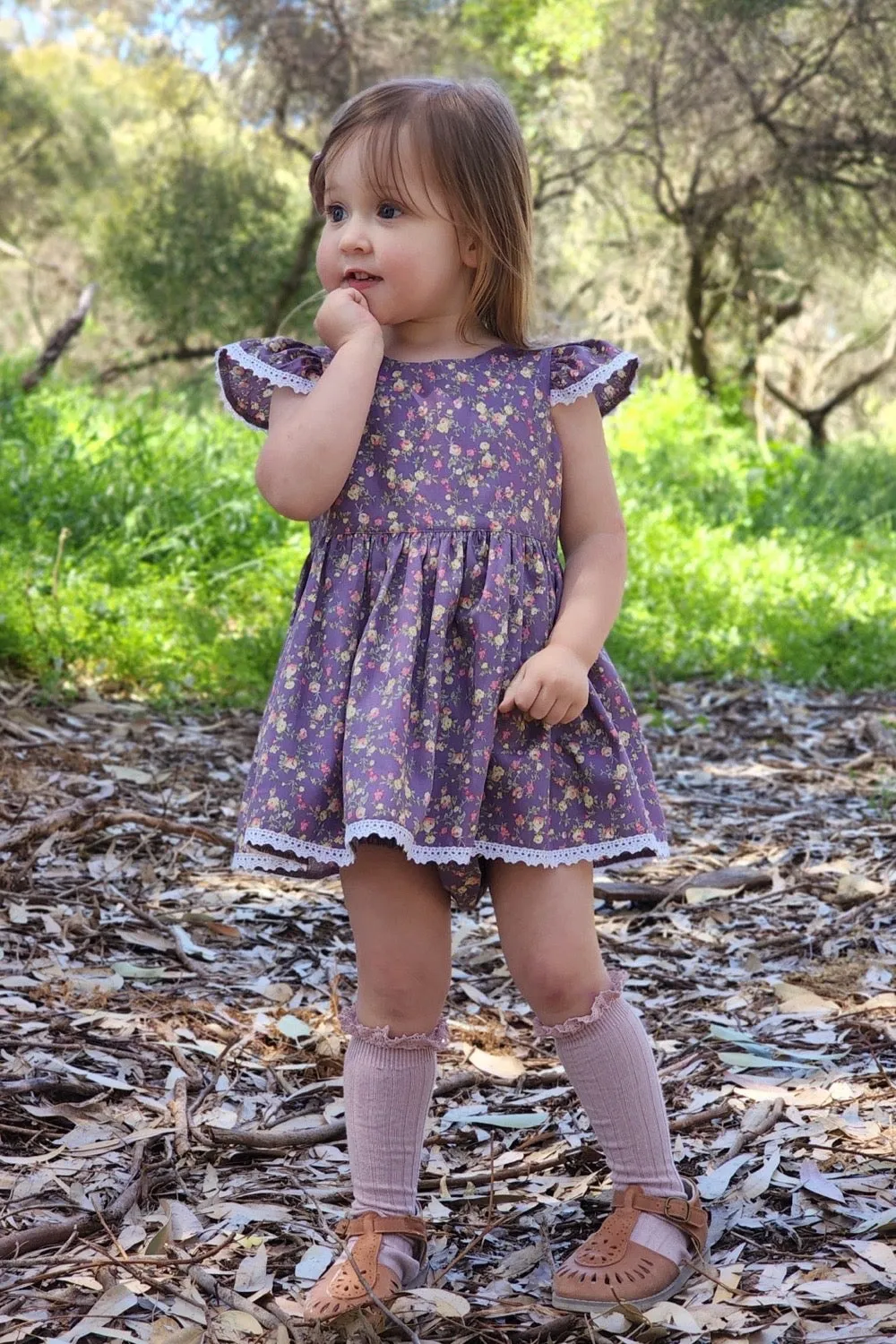 Tea Party Romper Dress - Bianca in Dusty Purple