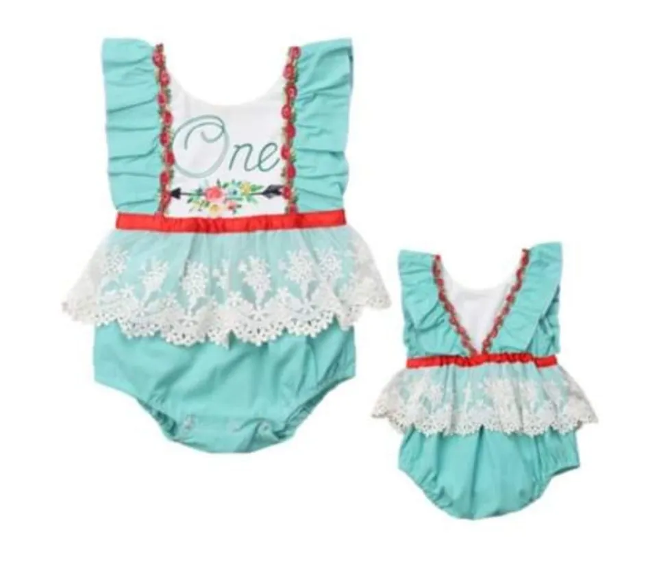 Teal First Birthday Romper #900045