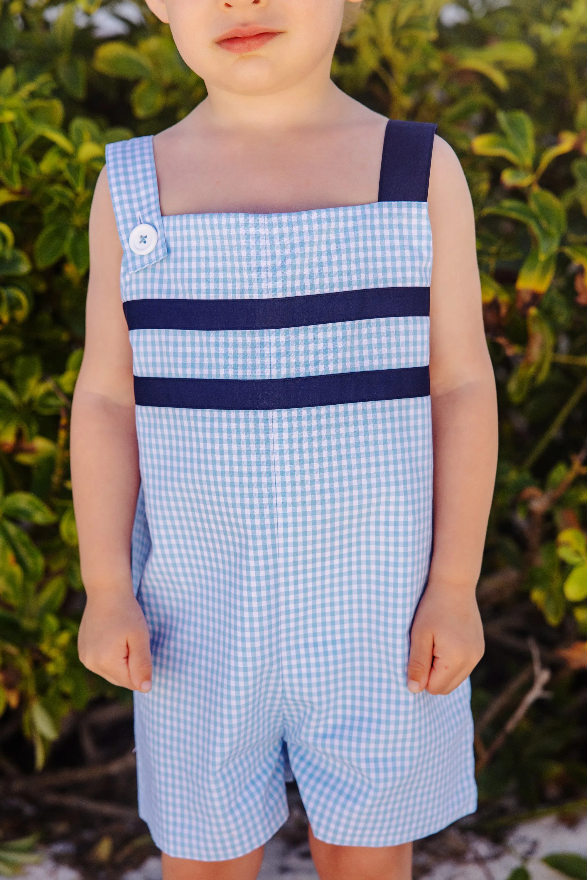 Teddy's Jon Jon - Brookline Blue Mini Gingham with Nantucket Navy