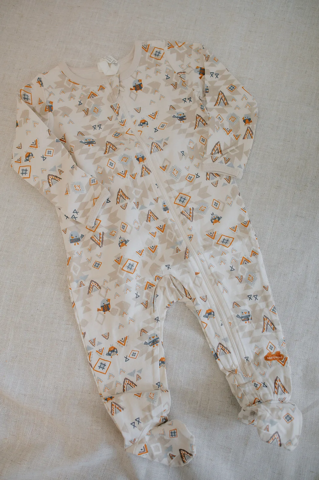 The Bird Patterned One Piece Pajamas - Cream - BABY