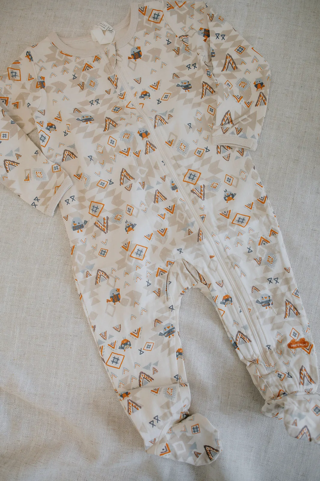 The Bird Patterned One Piece Pajamas - Cream - BABY