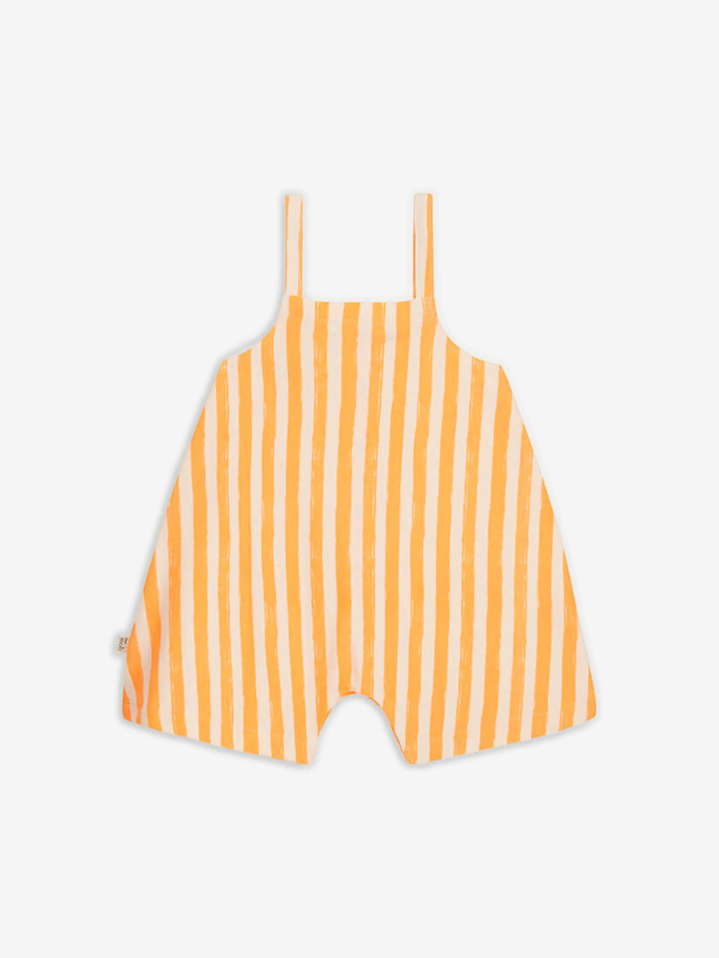 The Bonnie Mob Kids Cayman Striped Dungaree Romper in Orange