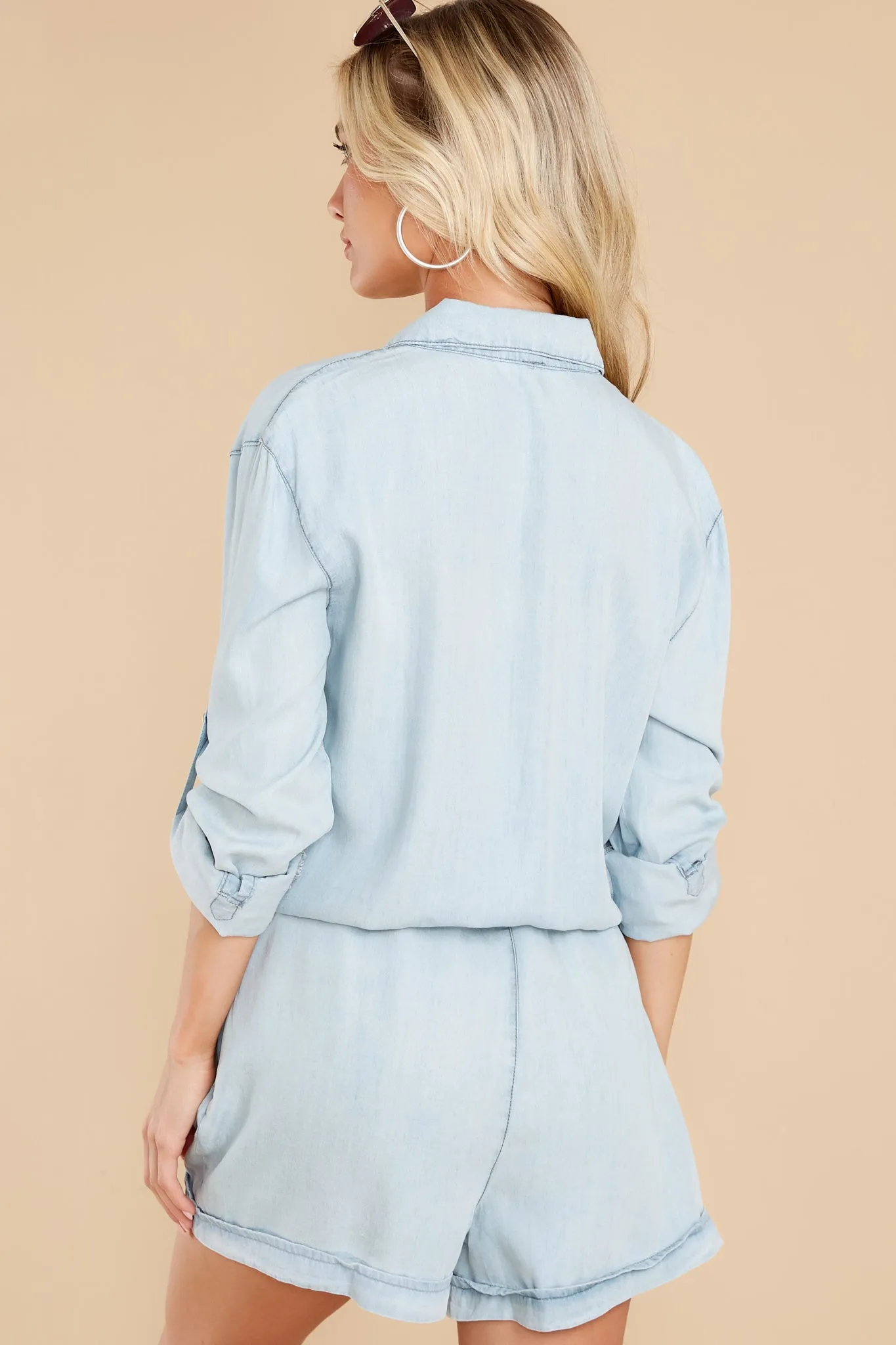 The One I Want Light Chambray Romper