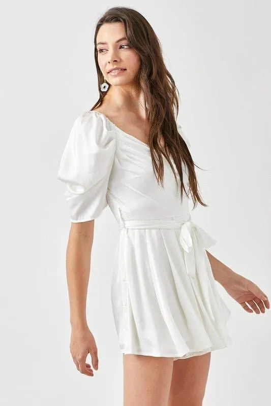 The Princess Pleated Puff Sleeve Romper