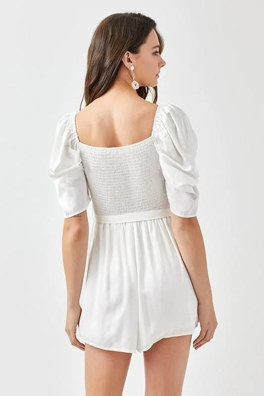 The Princess Pleated Puff Sleeve Romper