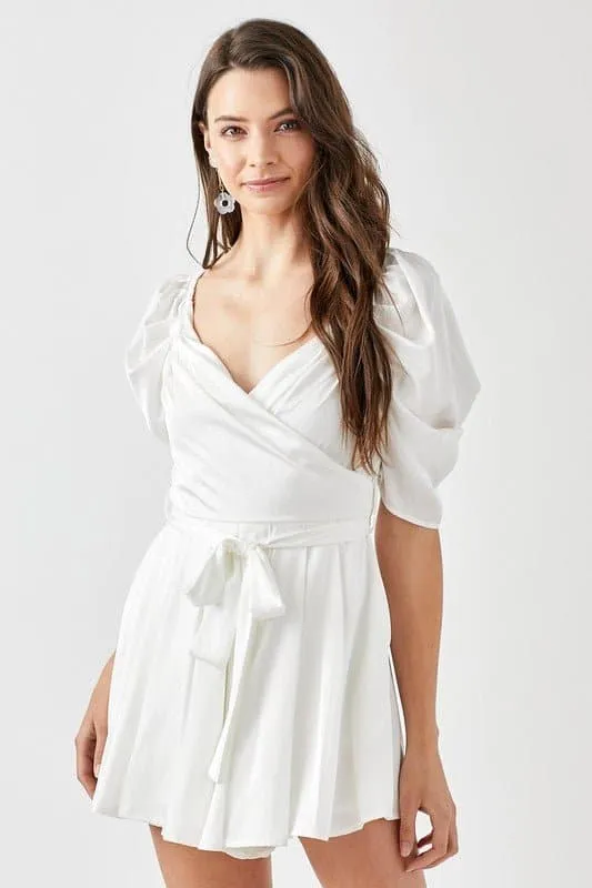 The Princess Pleated Puff Sleeve Romper