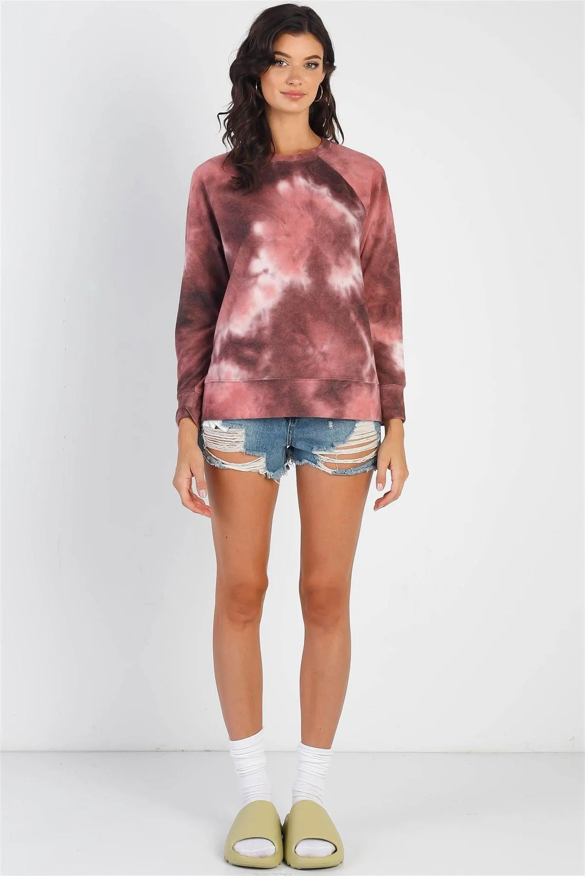 Tie-Dye Round Neck Long Sleeve Sweatshirt