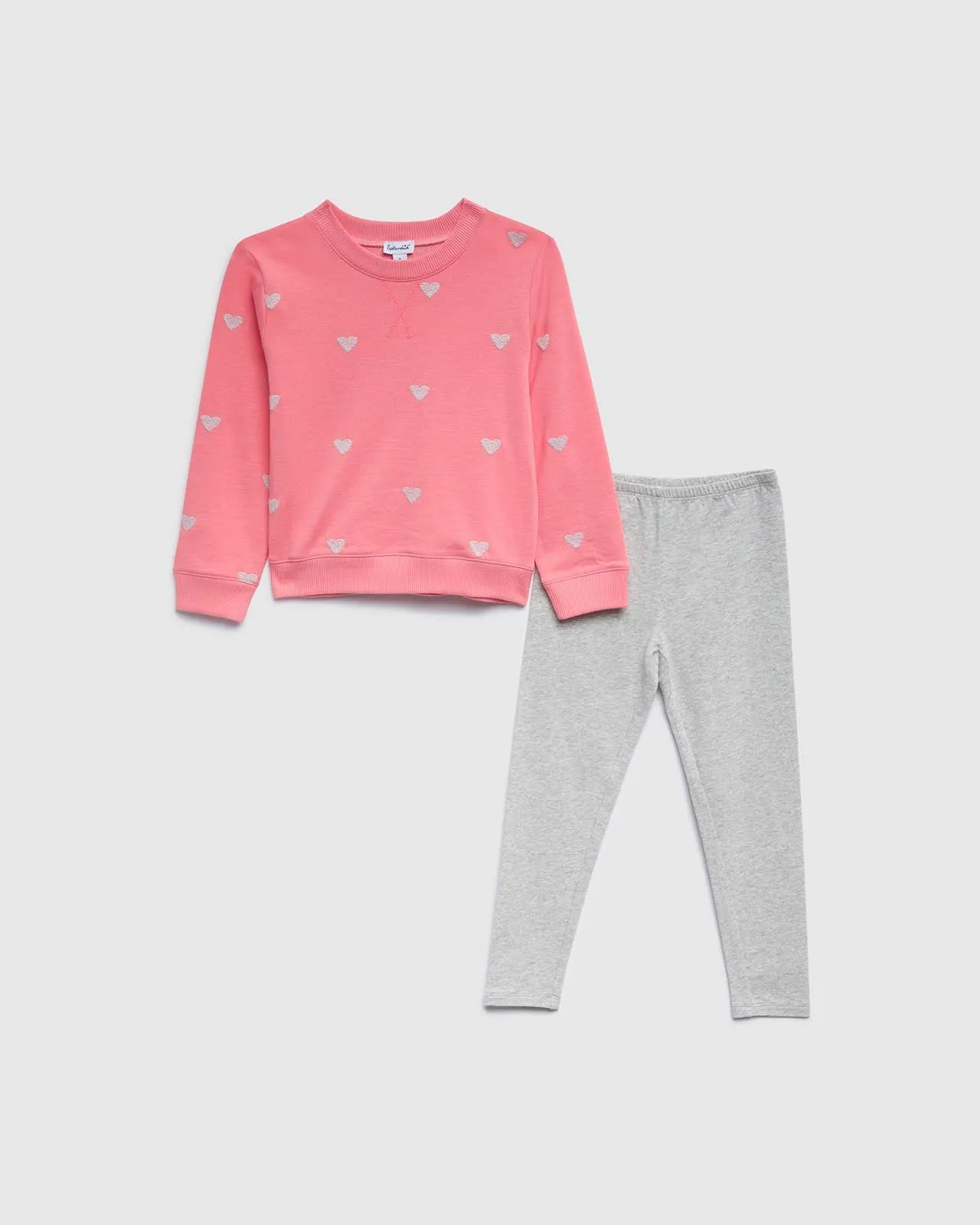 Toddler Girls Embroidered Heart Sweatshirt Set