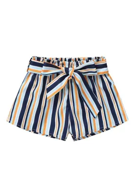 Trendy Baby Little Girl Color-blocking Stripe Shorts