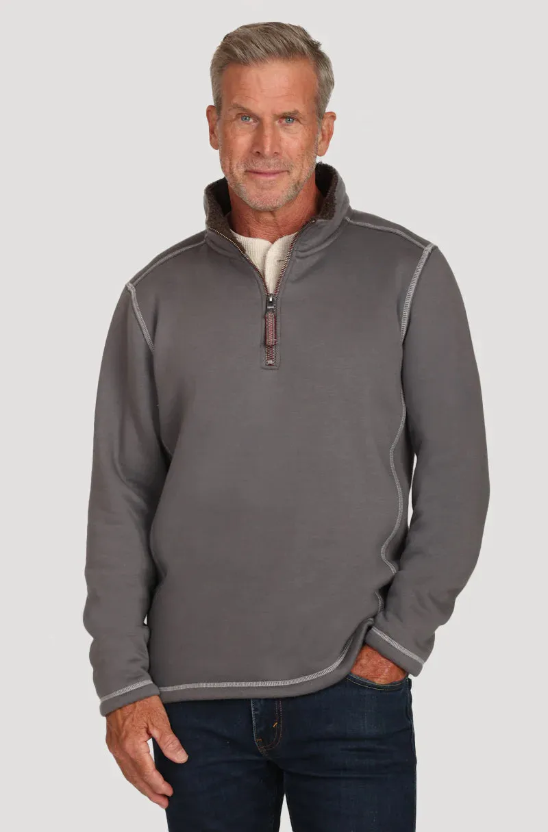 True Grit Montana Shearling Fleece 1/4 Zip pullover in Charcoal