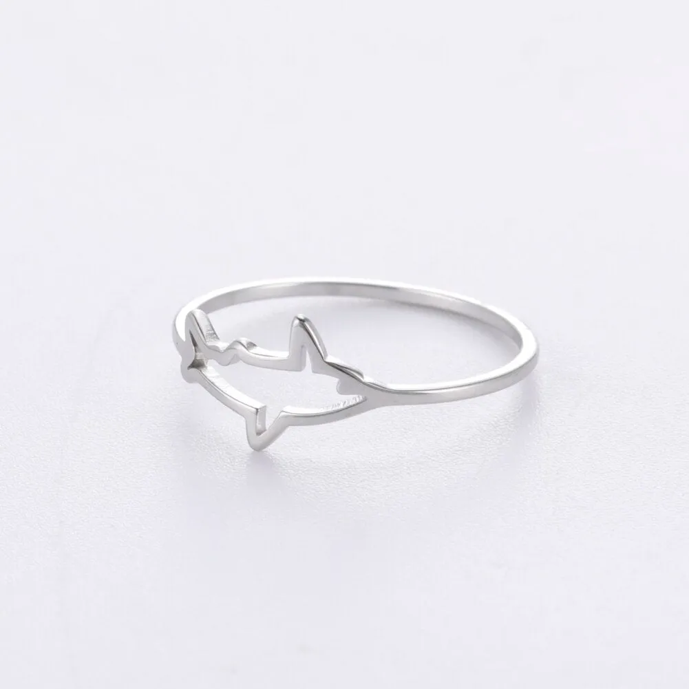 Unique Minimalist Shark Hallow Ring