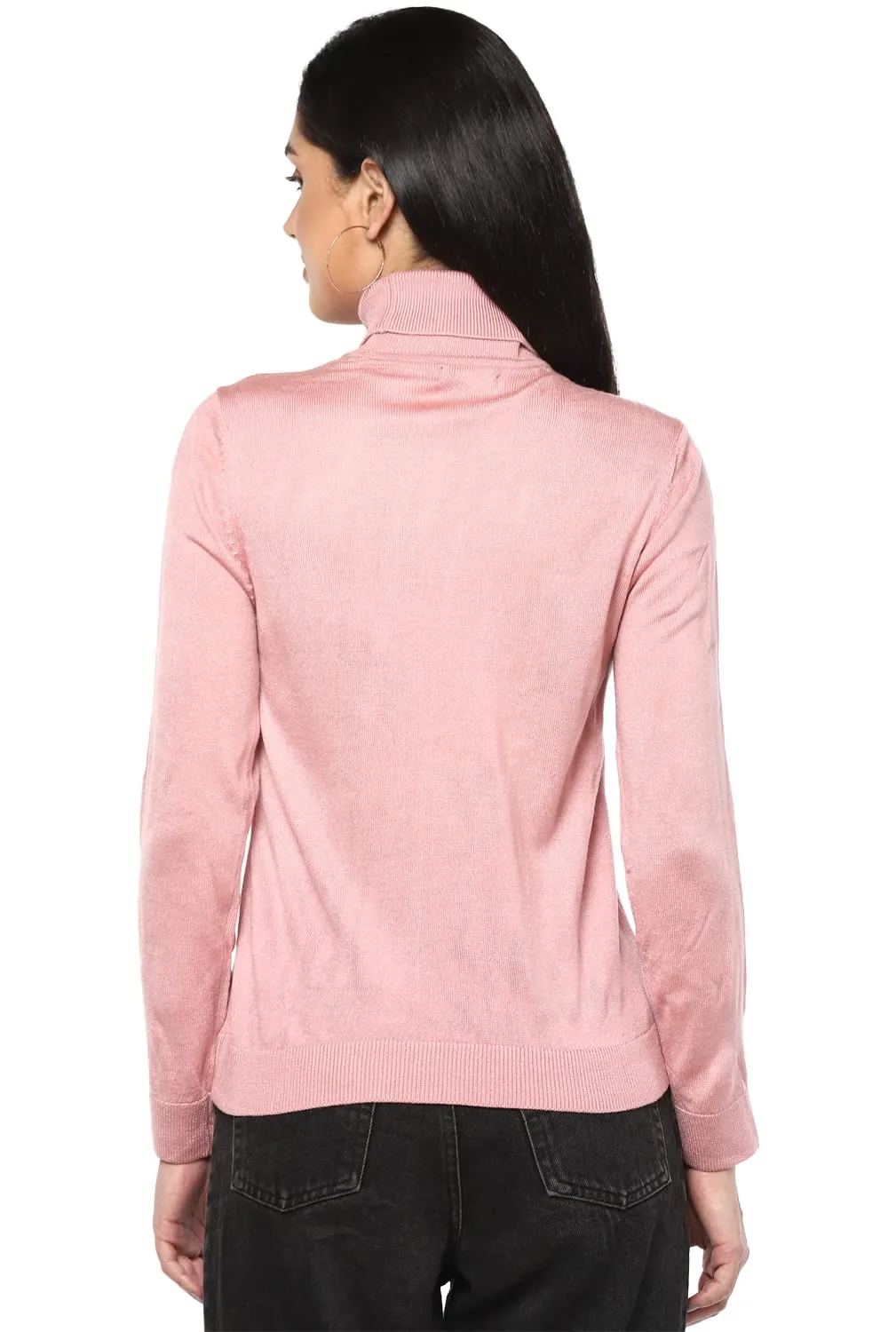 Van Heusen Women's Acrylic Turtle Neck Sweater (VWSWURGBM82979_Pink_M)