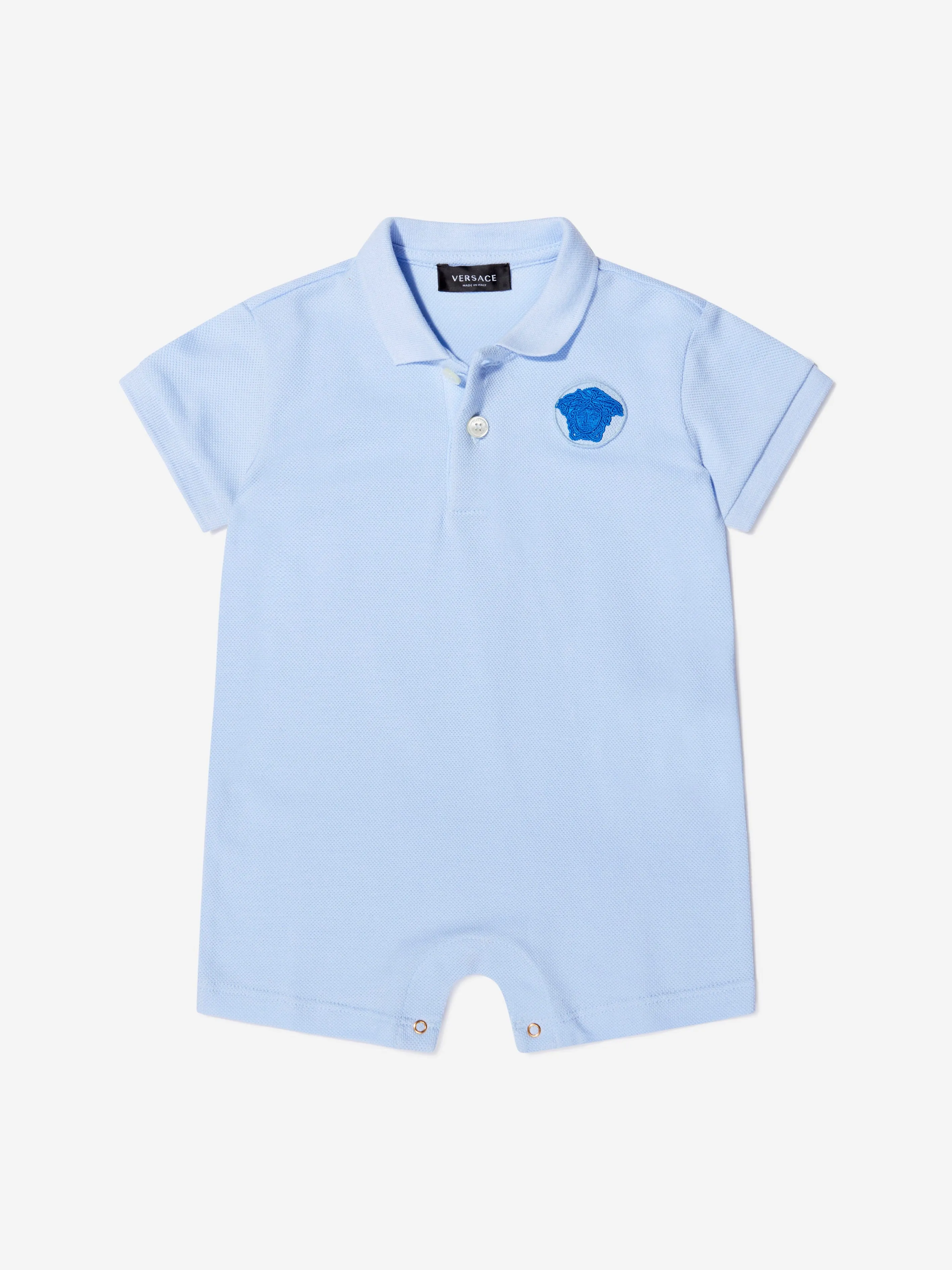 Versace Baby Boys Polo Romper in Blue