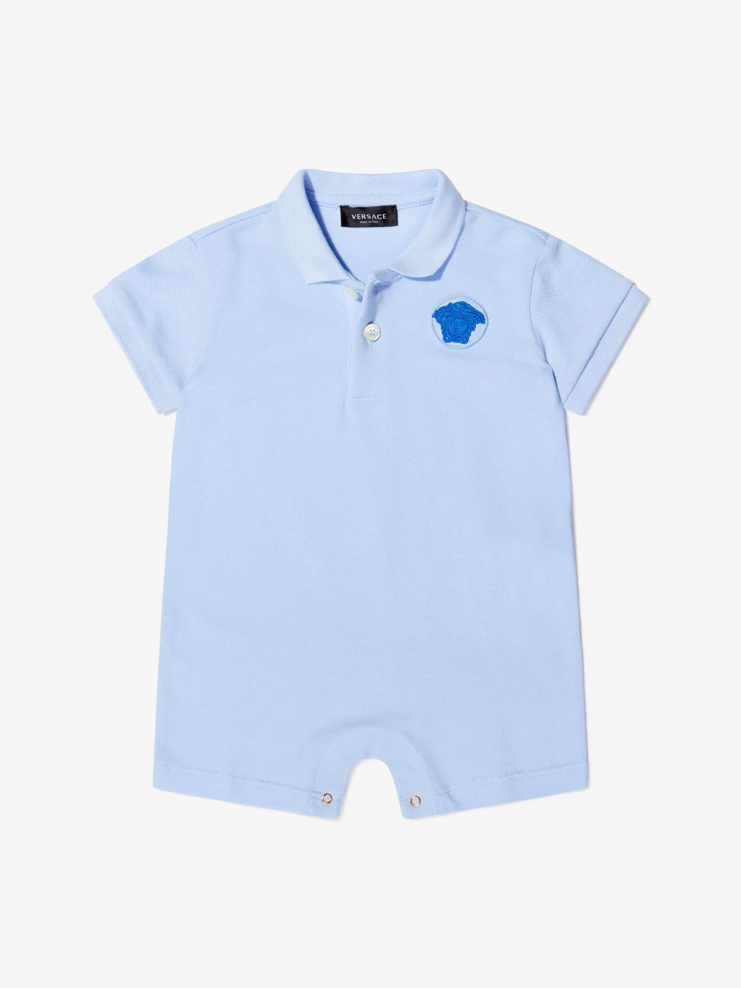 Versace Baby Boys Polo Romper in Blue