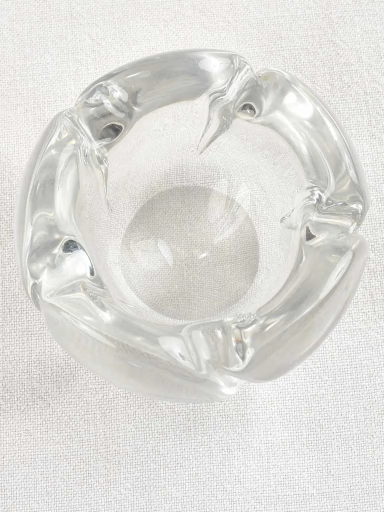 Vintage crystal Daum ashtray - flower 4¾"