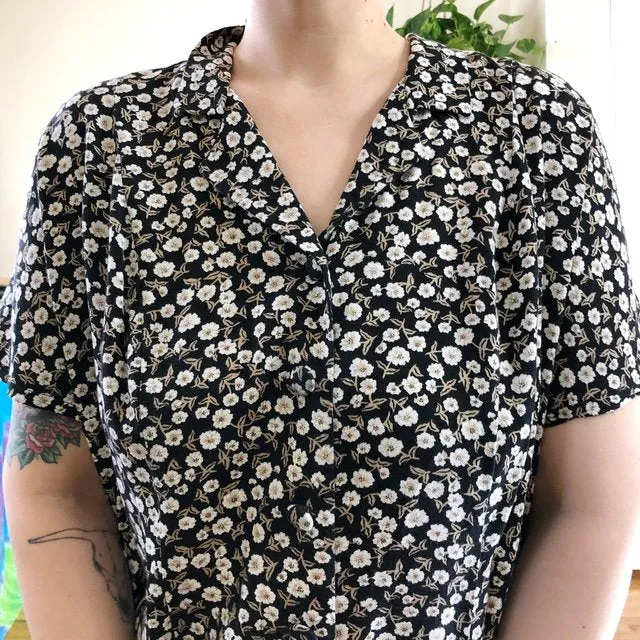 Vintage Floral Button Up Romper - XL/2X/3X