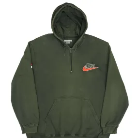 VINTAGE NIKE SWOOSH SPELLOUT GREEN QUARTER ZIP HOODIE SWEATSHIRT 2000S 2XL