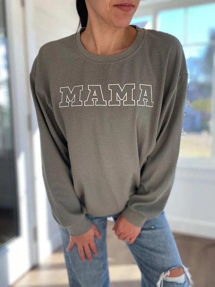 Waffle Knit Mama Crewneck