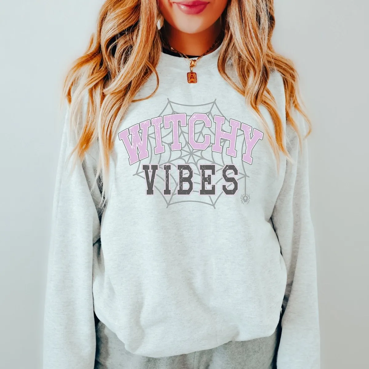 Witchy Vibes Web Crew Wholesale Graphic Sweatshirt